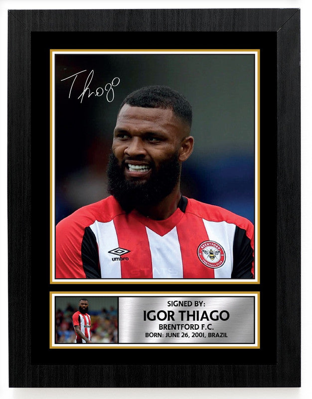 Igor Thiago Autographed Poster Print – Brentford F.C. Football Star Wall Art   – Framed or Unframed – Gift for Fans