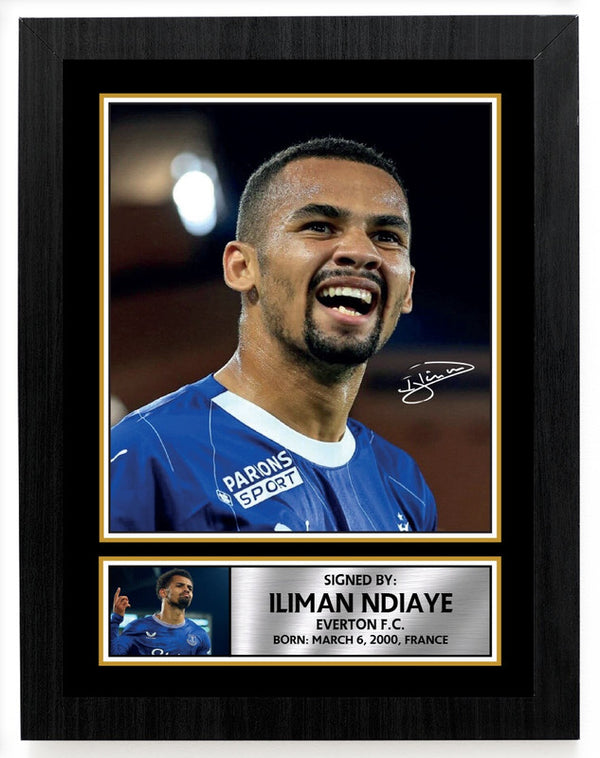 Iliman Ndiaye Printed Signature Poster Print – Everton F.C. Football Wall Art – Premier League Display – Gift for Supporters & Young Fans