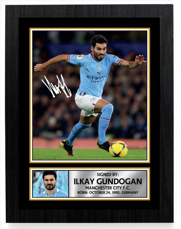 Ilkay Gündo?an Autographed Poster Print – Manchester City F.C. Signed Football Wall Art – Premier League Memorabilia – Gift for Fans & Collectors