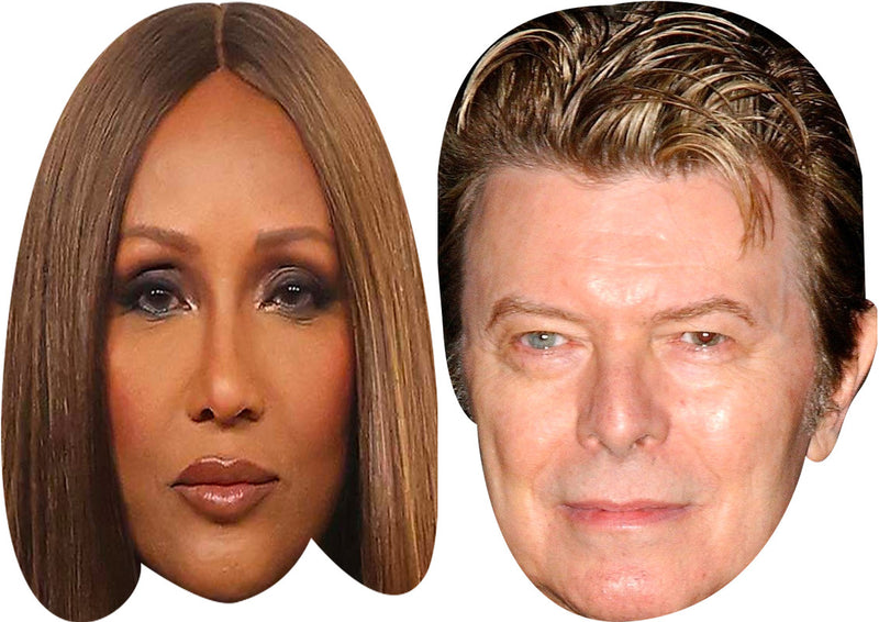 Iman And David Bowie Celebrity Couple Face Mask Fancy Dress - High-Quality Cardboard Masks for Any Occasion