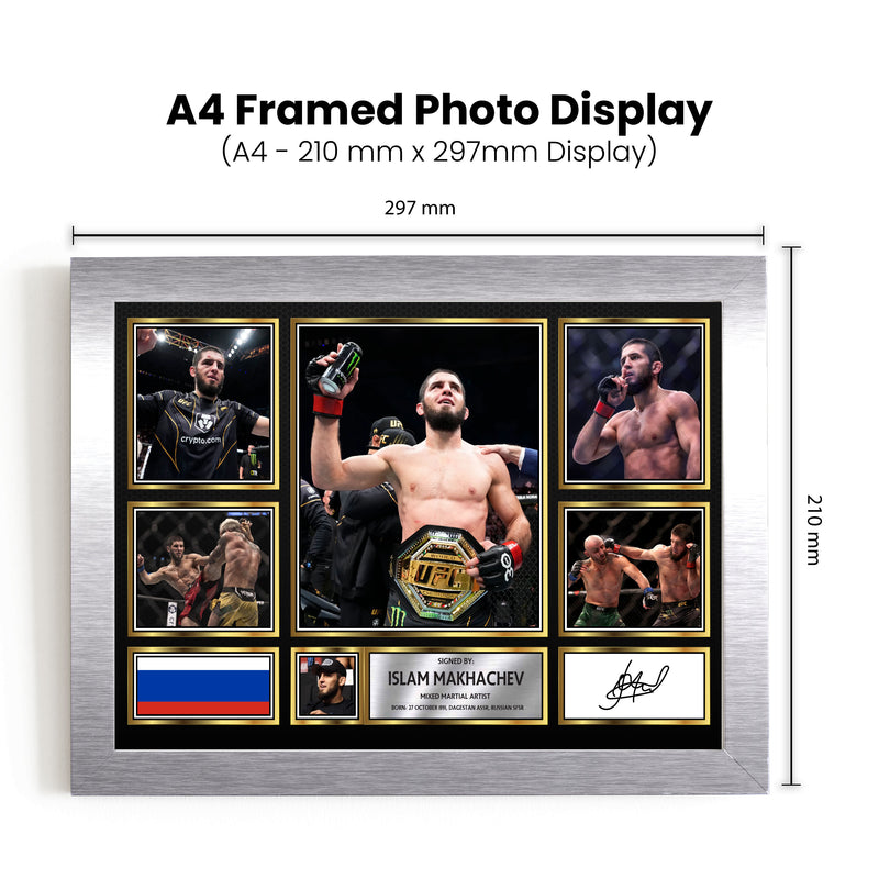 Islam Makhachev UFC FIighters Framed Autographed Print - Limited Edition Autograph Fan Gift – Collectible Memorabilia Merchandise