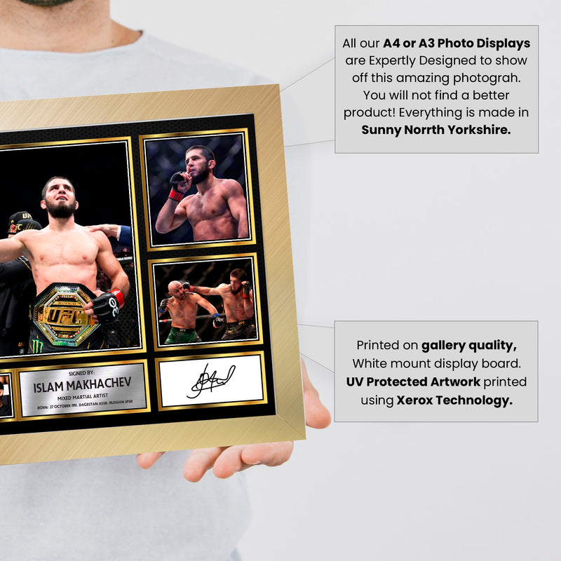 Islam Makhachev UFC FIighters Framed Autographed Print - Limited Edition Autograph Fan Gift – Collectible Memorabilia Merchandise