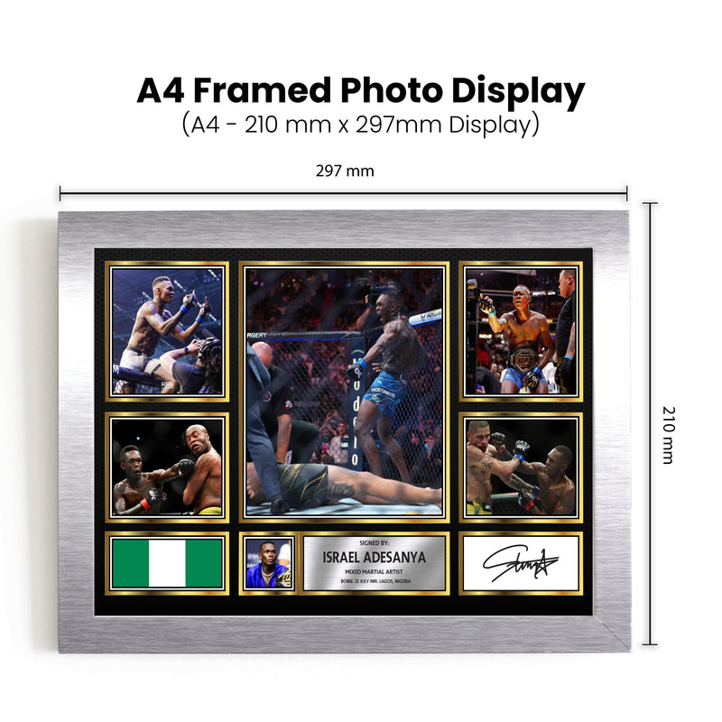 Israel Adesanya UFC FIighters Framed Autographed Print - Limited Edition Autograph Fan Gift – Collectible Memorabilia Merchandise