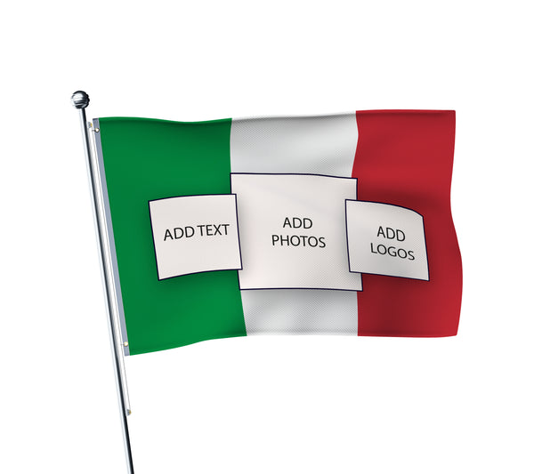 Personalised Italy terrace flag: Italian tricolore football fan flag, printed with custom wording