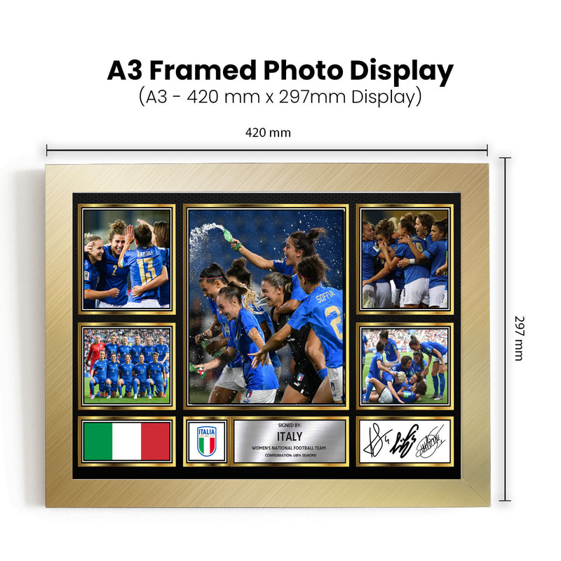 Italy Ladies Football Teams Framed Autographed Print - Limited Edition Autograph Fan Gift – Collectible Memorabilia Merchandise