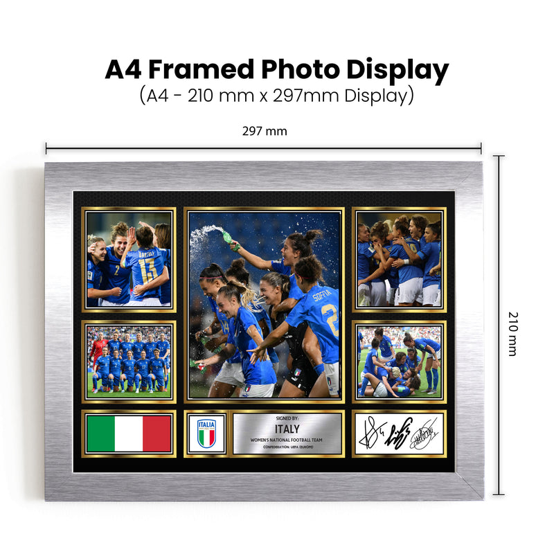 Italy Ladies Football Teams Framed Autographed Print - Limited Edition Autograph Fan Gift – Collectible Memorabilia Merchandise