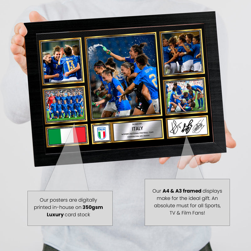 Italy Ladies Football Teams Framed Autographed Print - Limited Edition Autograph Fan Gift – Collectible Memorabilia Merchandise