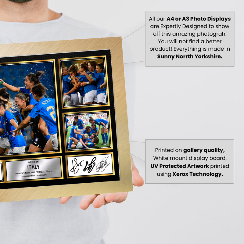 Italy Ladies Football Teams Framed Autographed Print - Limited Edition Autograph Fan Gift – Collectible Memorabilia Merchandise