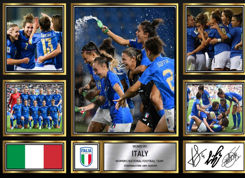 Italy Ladies Football Teams Framed Autographed Print - Limited Edition Autograph Fan Gift – Collectible Memorabilia Merchandise