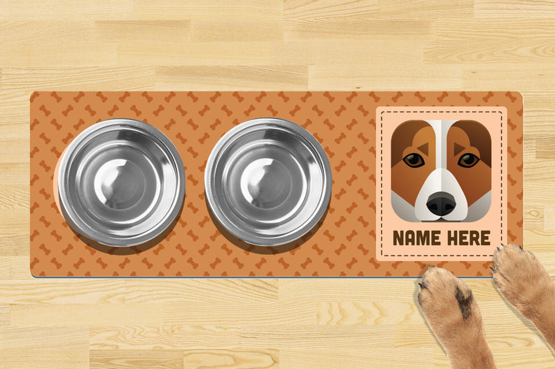 Personalised Dog Breed Dog Bowl Mat (880mm x 300mm)(2 Bowl Design) - JACK RUSSEL