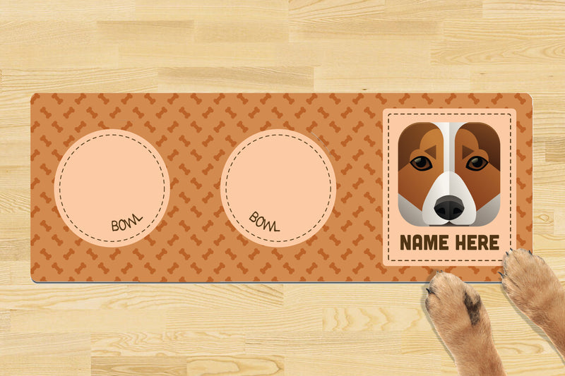 Personalised Dog Breed Dog Bowl Mat (880mm x 300mm)(2 Bowl Design) - JACK RUSSEL