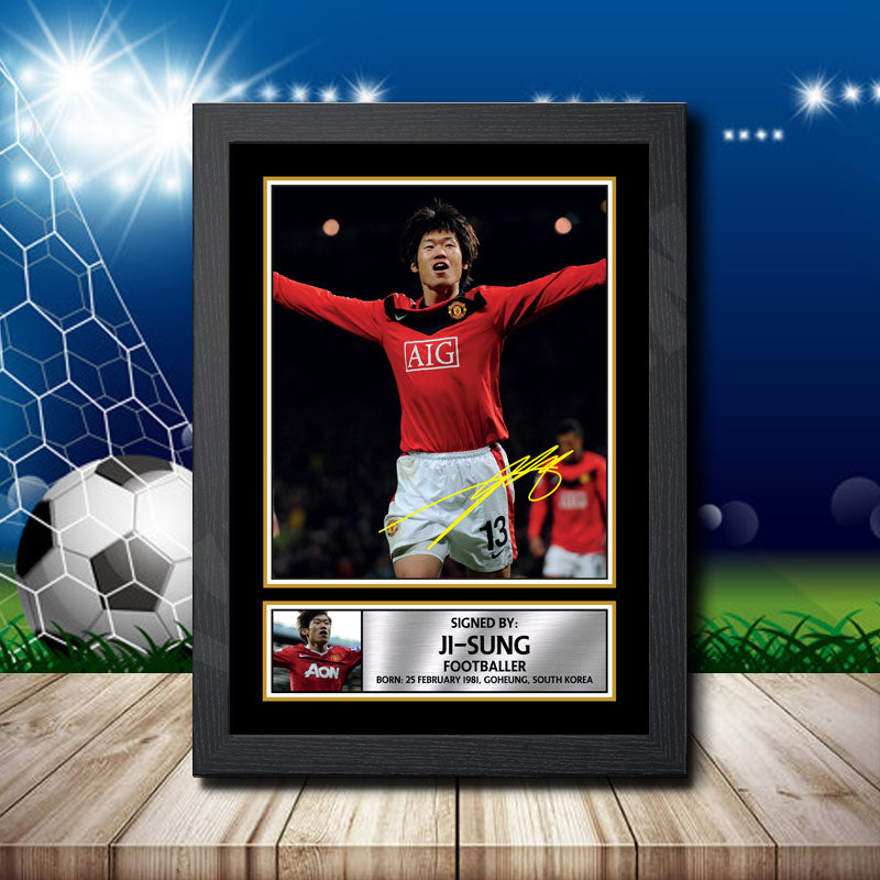 Ji-Sung 2 Printed Signature Footballers Star Poster Print Framed Wall Art Gift – Ji-Sung 2 Printed Signature Footballers Star Poster Print