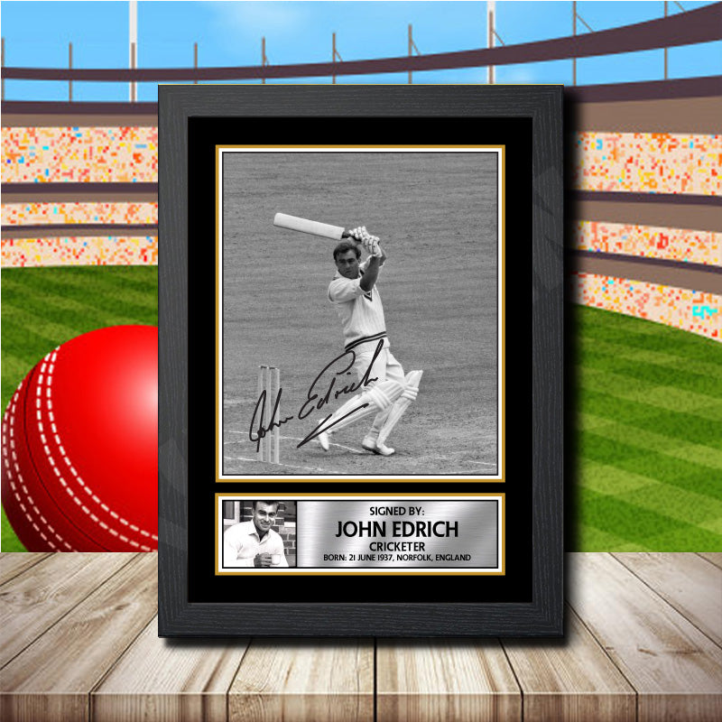 John Edrich Printed Signature Cricket Star Poster Print Framed Wall Art Gift – John Edrich Printed Signature Cricket Star Poster Print