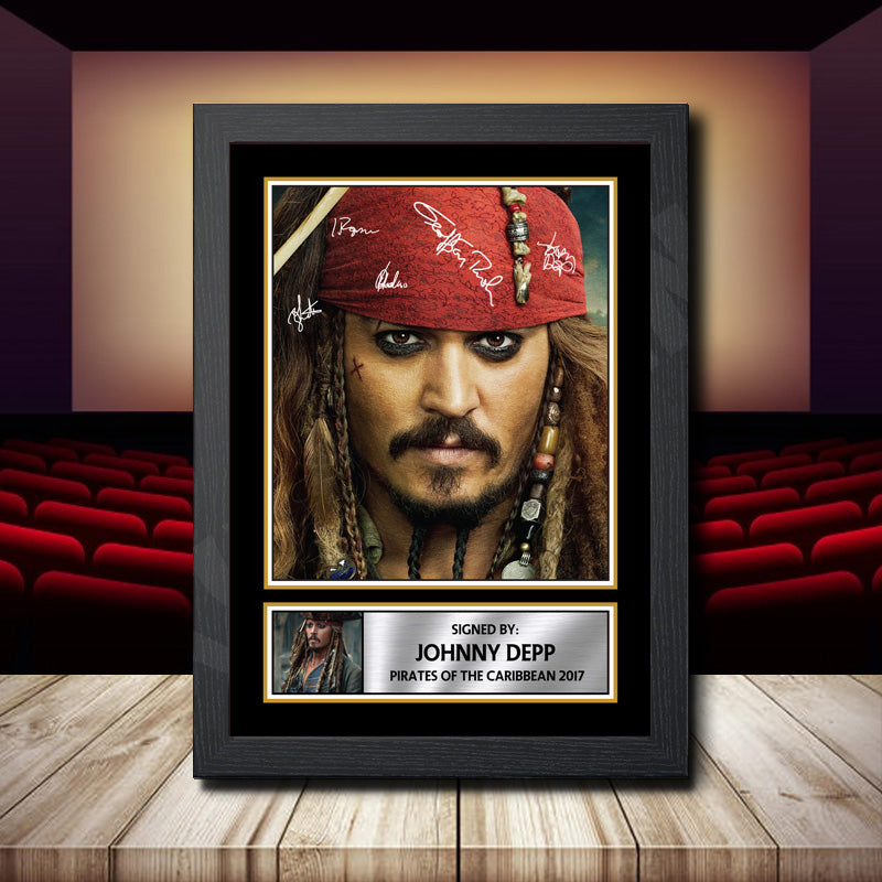 Johnny Depp Pirates Of The Caribbean 2017 Printed Signature Movie Star Poster Print Framed Wall Art Gift – Johnny Depp Pirates Of The Caribbean 2017 Printed Signature Movie Star Poster