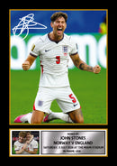 John Stones England Football Poster Print – Signature Style Wall Art – Norway vs England 2026 Inspired – Football Fan Gift