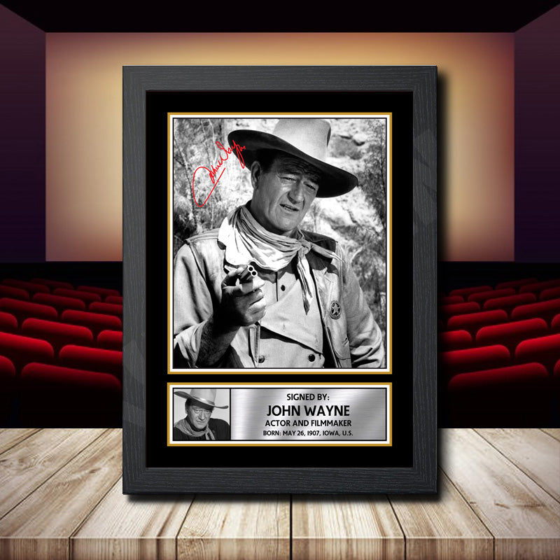 John Wayne Printed Signature Movie Star Poster Print Framed Wall Art Gift – John Wayne Printed Signature Movie Star Poster Print