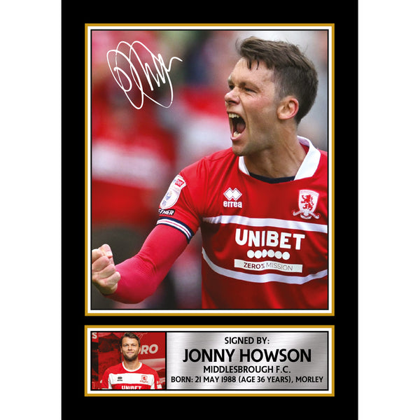 Jonny Howson Middlesbrough FC Printed Signature Portrait Poster Print – Football Wall Art Gift for Fans & Collectors