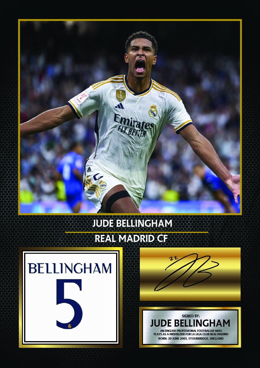 Jude Bellingham Real Madrid Footballer Printed Signature Print – jude Bellingham printed signature poster