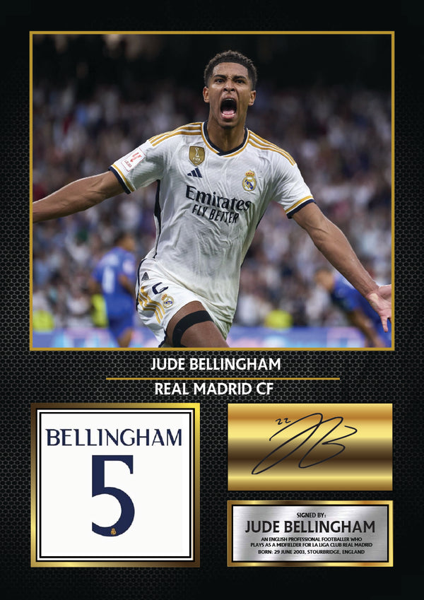 Jude Bellingham Real Madrid Printed Signature Poster Print – Real Madrid CF Football Wall Art – Printed Soccer Wall Art