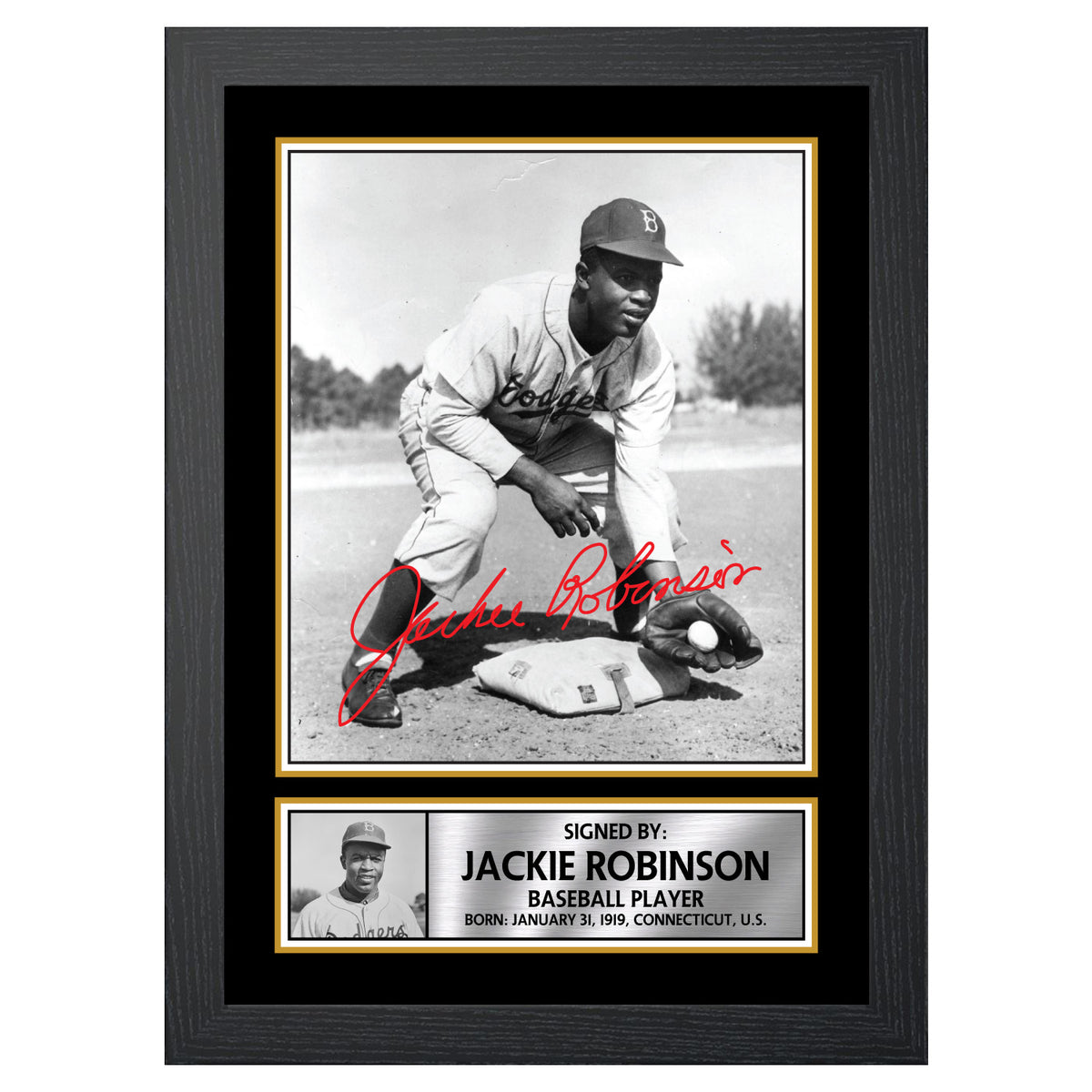 Jackie Robinson 2 Baseball Player Printed Signature Poster Print Gift