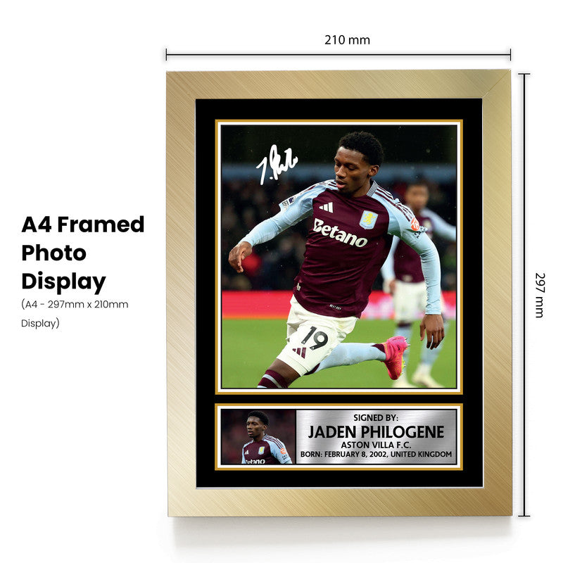Jaden Philogene Signed Autograph Poster Print – Aston Villa F.C. – English Football Memorabilia – Gift for Fans & Collectors