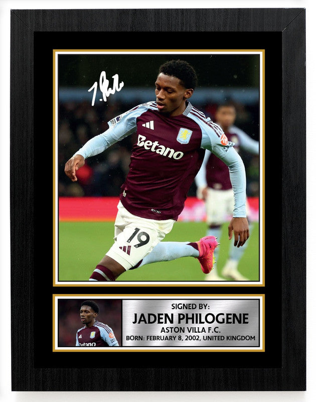Jaden Philogene Printed Signature Poster Print – Aston Villa F.C. – English Football Wall Art – Gift for Fans & Collectors – Jaden Philogene Printed Signature Poster Print