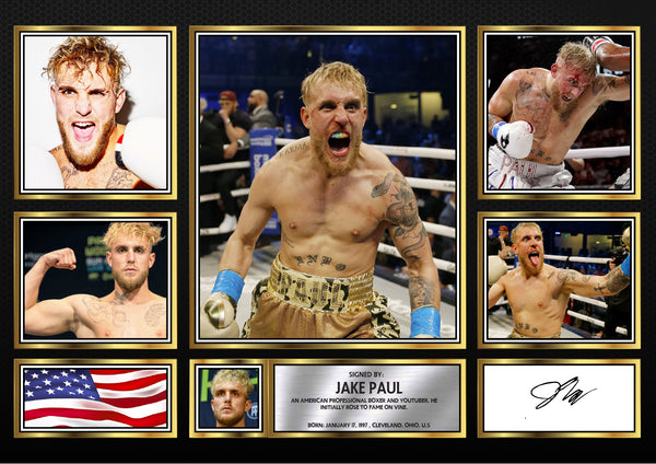 Jake Paul top boxer Printed Signature Print Landscape – Reproduction Print