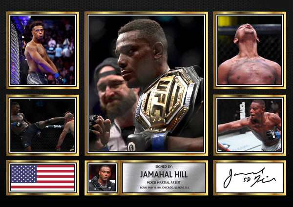 Jamahal Hill UFC FIighters Framed Printed Signature Print – Fan Gift – Wall Art