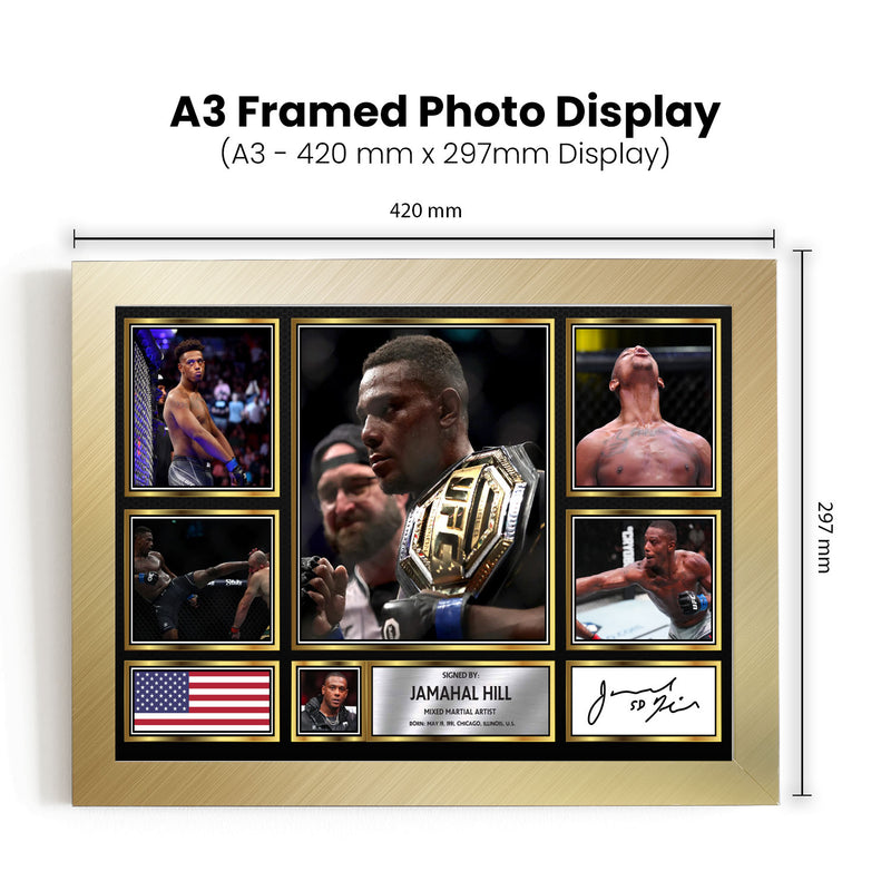 Jamahal Hill UFC FIighters Framed Autographed Print - Limited Edition Autograph Fan Gift – Collectible Memorabilia Merchandise