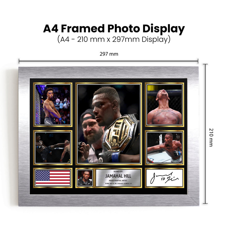 Jamahal Hill UFC FIighters Framed Autographed Print - Limited Edition Autograph Fan Gift – Collectible Memorabilia Merchandise