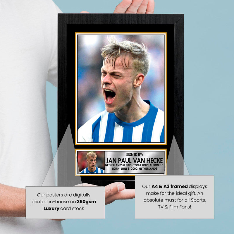 Jan Paul van Hecke Signed Autographed Poster Print – Brighton & Hove Albion FC & Netherlands Football Memorabilia – Gift for Fans & Collectors