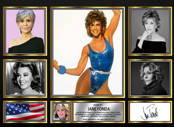 Jane Fonda Actors Framed Printed Signature Print – Fan Gift – Wall Art – Reproduction Print