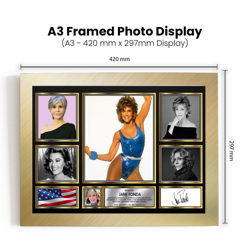 Jane Fonda Actors Framed Autographed Print - Limited Edition Autograph Fan Gift – Collectible Memorabilia Merchandise