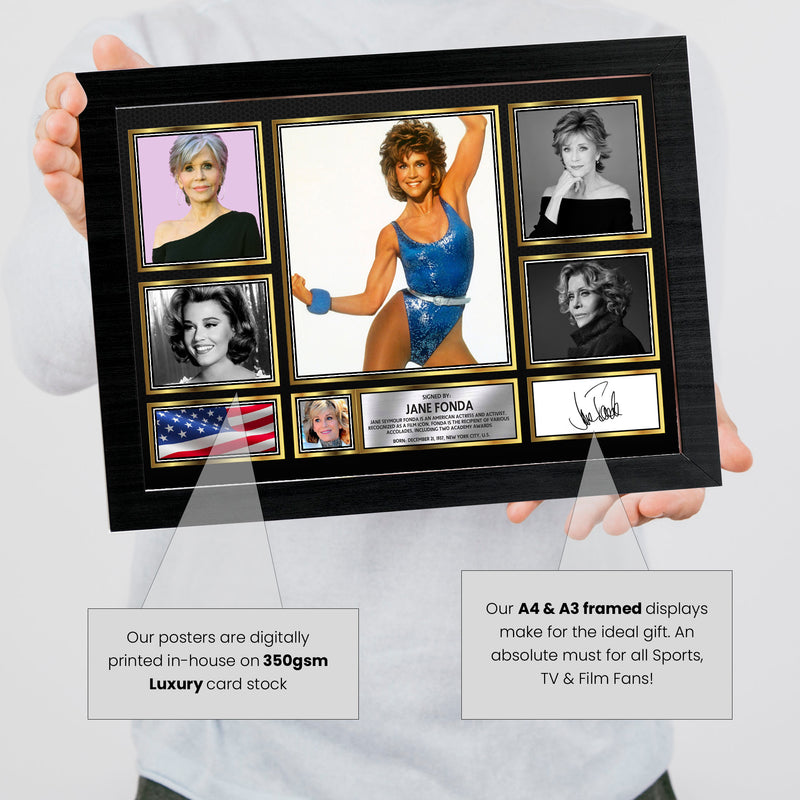 Jane Fonda Actors Framed Autographed Print - Limited Edition Autograph Fan Gift – Collectible Memorabilia Merchandise