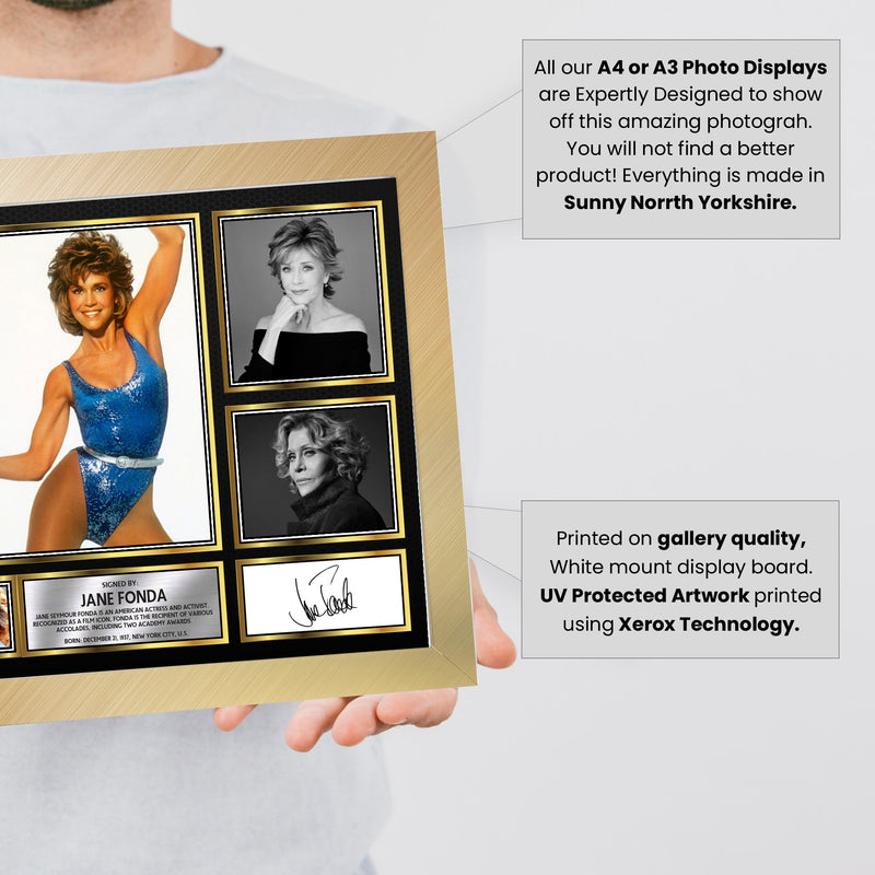 Jane Fonda Actors Framed Autographed Print - Limited Edition Autograph Fan Gift – Collectible Memorabilia Merchandise