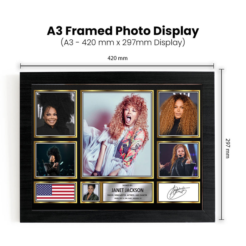 Janet Jackson Singers Framed Autographed Print - Limited Edition Autograph Fan Gift – Collectible Memorabilia Merchandise