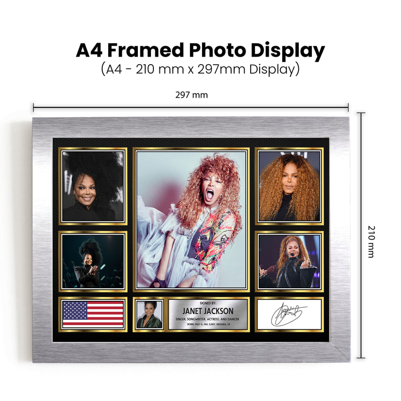 Janet Jackson Singers Framed Autographed Print - Limited Edition Autograph Fan Gift – Collectible Memorabilia Merchandise