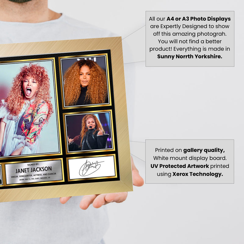 Janet Jackson Singers Framed Autographed Print - Limited Edition Autograph Fan Gift – Collectible Memorabilia Merchandise