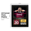 Jarrod Bowen Printed Signed Poster – West Ham United & England Midfielder Tribute Wall Art with Jersey & Bio Plaque – Premier League Football Memorabilia for Fans & Collectors