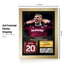 Jarrod Bowen Printed Signed Poster – West Ham United & England Midfielder Tribute Wall Art with Jersey & Bio Plaque – Premier League Football Memorabilia for Fans & Collectors