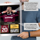 Jarrod Bowen Printed Signed Poster – West Ham United & England Midfielder Tribute Wall Art with Jersey & Bio Plaque – Premier League Football Memorabilia for Fans & Collectors