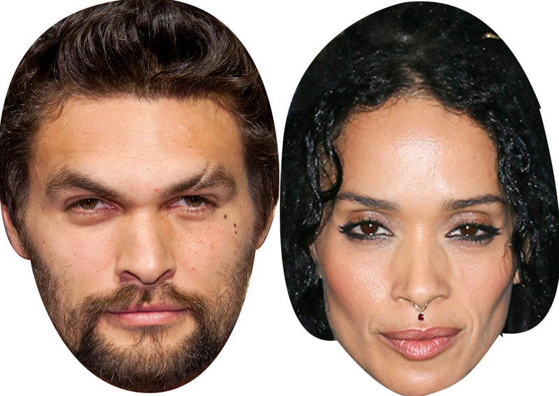 Jason Momoa and Lisa Bonet Celebrity Couple Face Mask Fancy Dress - High-Quality Cardboard Masks for Any Occasion