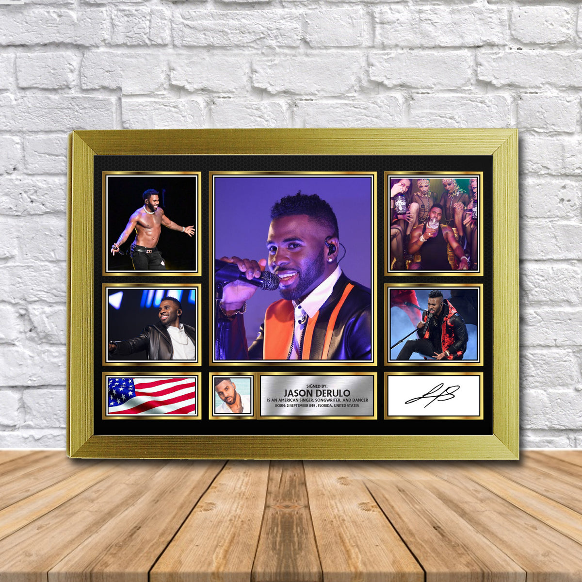 Jason Derulo Music Gift Framed Printed Signature Star Poster Print Wall Art Gift