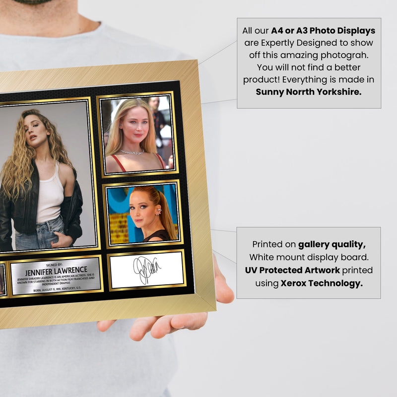 Jennifer Lawrence Actors Framed Autographed Print - Limited Edition Autograph Fan Gift – Collectible Memorabilia Merchandise