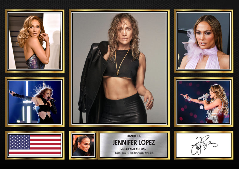 Jennifer Lopez Singers Framed Autographed Print - Limited Edition Autograph Fan Gift – Collectible Memorabilia Merchandise