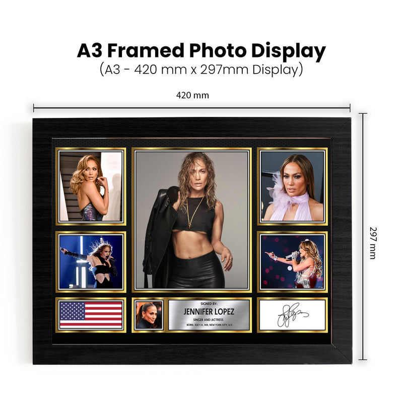 Jennifer Lopez Singers Framed Autographed Print - Limited Edition Autograph Fan Gift – Collectible Memorabilia Merchandise