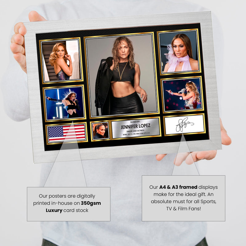 Jennifer Lopez Singers Framed Autographed Print - Limited Edition Autograph Fan Gift – Collectible Memorabilia Merchandise