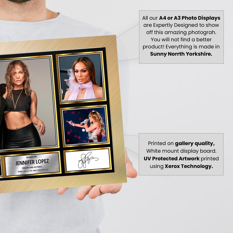 Jennifer Lopez Singers Framed Autographed Print - Limited Edition Autograph Fan Gift – Collectible Memorabilia Merchandise