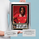 Jeremie Frimpong Signed Poster Print – Liverpool FC Football Memorabilia – Wall Art Tribute for Fans & Collectors