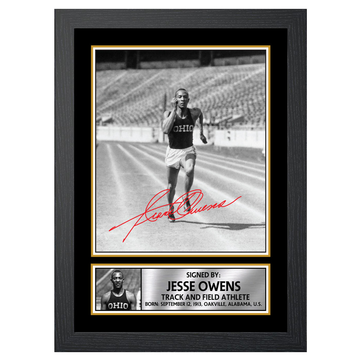 Jesse Owens Athletics Printed Signature Poster Print Gift